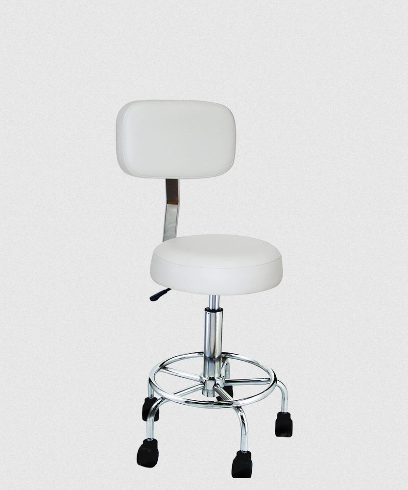 White Round Seat Stool With Backrest CH-7083