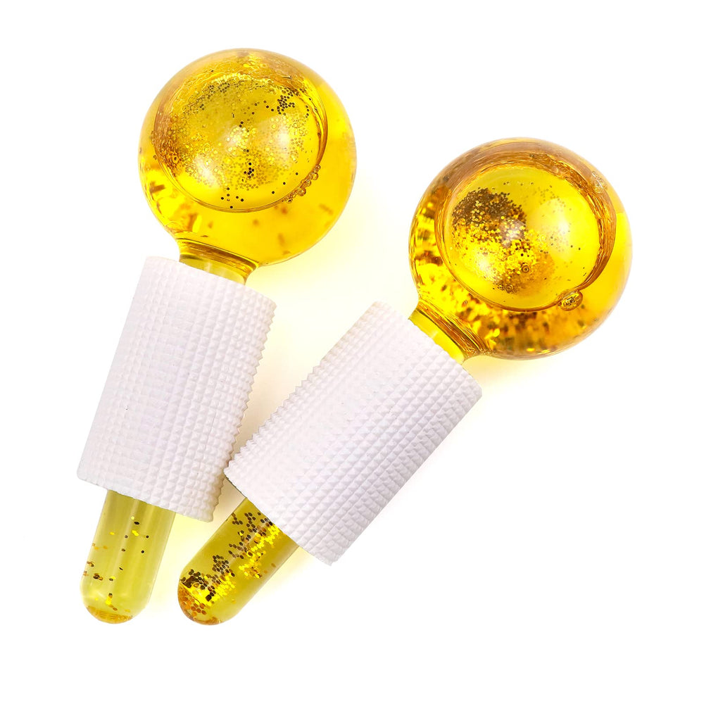 Facial Ice Globes Set 2pc Gold IGS4